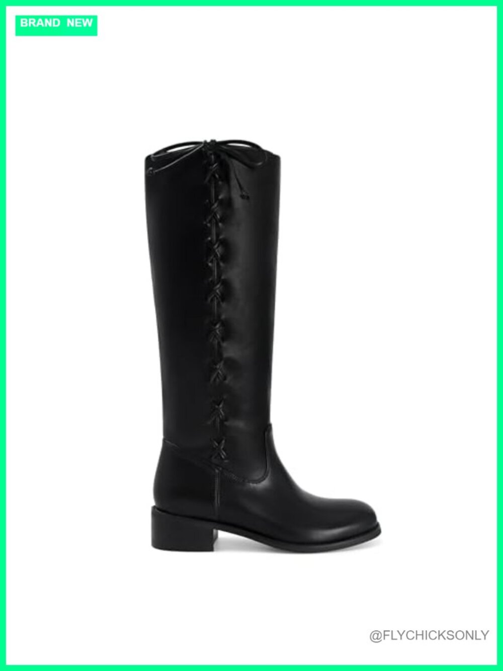 Women's Knee High Boots Chunky Block Heel Lace Up Riding Boot